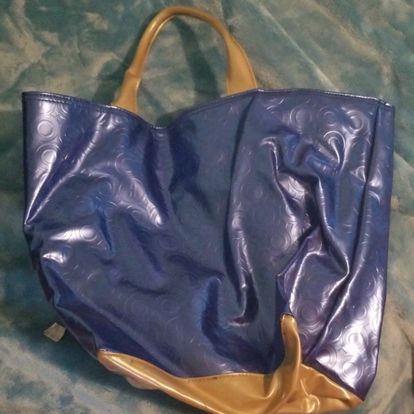 Plastic Blue and Gold Bag - Picture 1 of 3